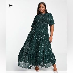 NWT Maxi floor length forest green dress